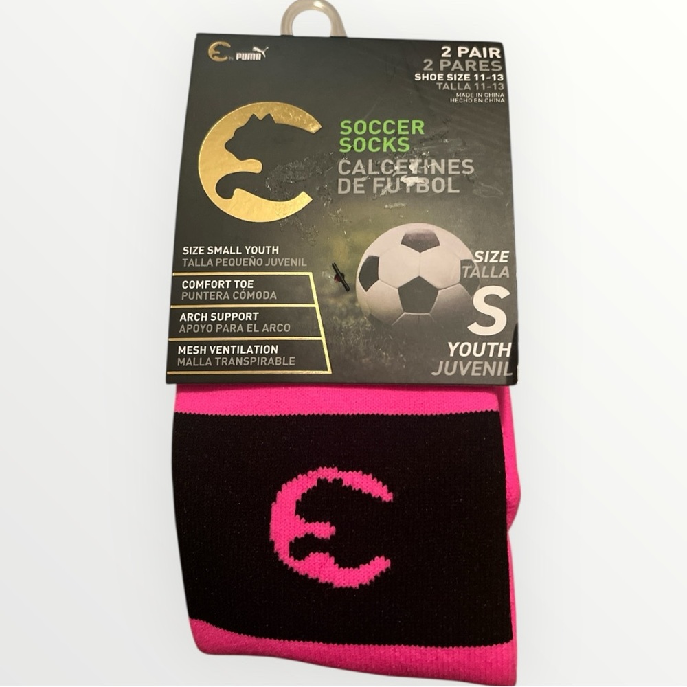 Puma Kids Soccer Socks - Black and Pink